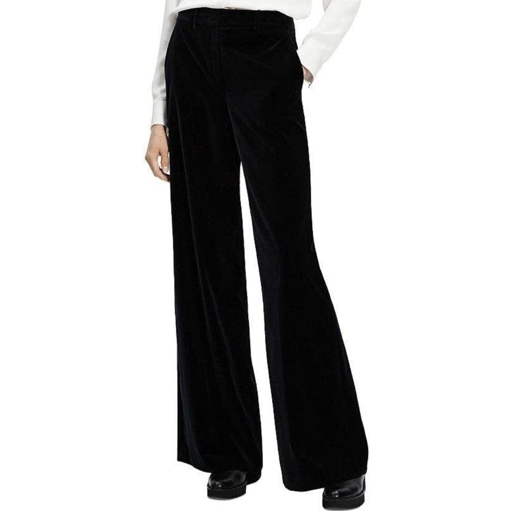 Theory Tara Be velvet beaded embellished black y2k flare pants size 10 - Picture 1 of 13
